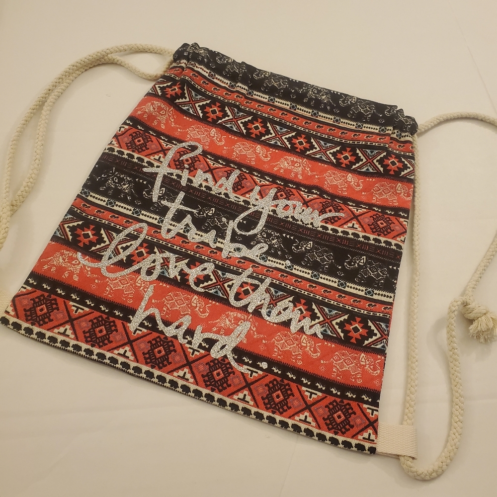 🐘 Elephant Print Hobo Backpack with quote